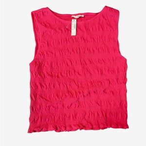 NWT Madewell Women's Smocked Boatneck Slim Stretch Tank Top Watermelon Red